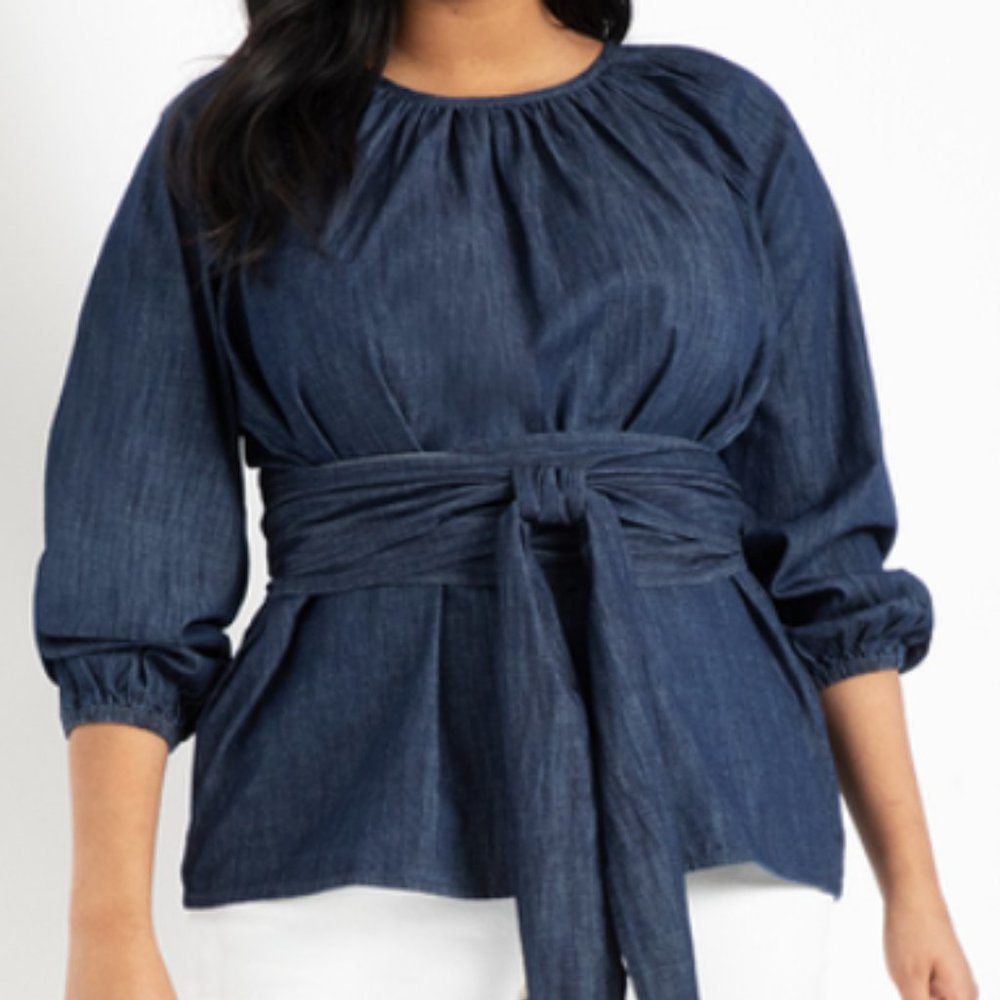 NWT Eloquii Dramatic Faux Wrap Top